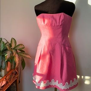 COPY - Lilly Pulitzer pink dress 0 cute Easter /Graduation Strapless spring bar…